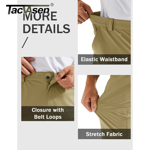 TACVASEN Men's Hiking Pants Lightweight Quick Dry 7 Pockets Travel Pants for Men Water Resistant Ripstop Work Fishing Cargo Pant