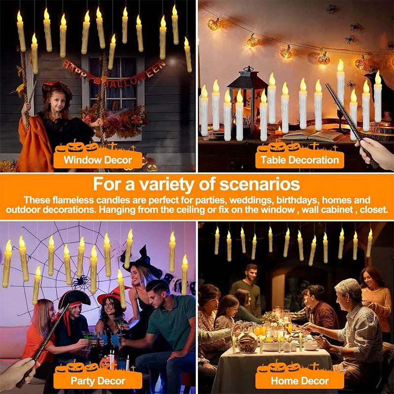ទៀនអណ្តែតជាមួយដំបង ទៀន LED អណ្តែតទឹកគ្មានអណ្តាតភ្លើង ដំណើរការដោយថ្ម ទៀនបញ្ជាពីចម្ងាយសម្រាប់បុណ្យហាឡូវីន បុណ្យណូអែល