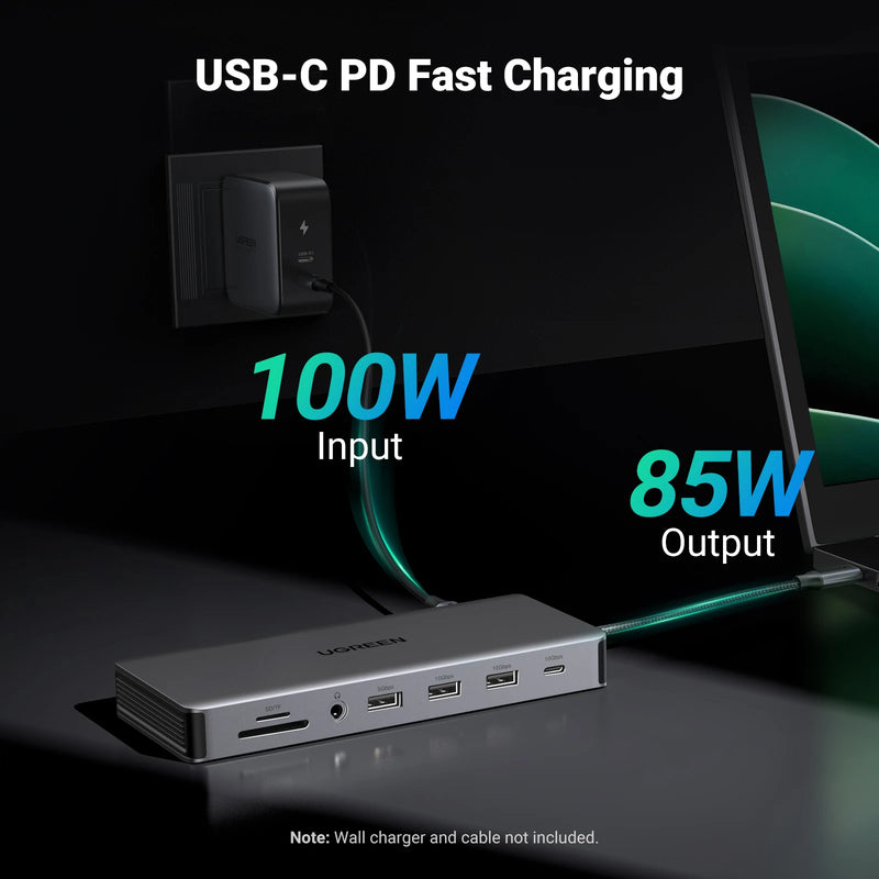 UGREEN 13-in-1 USB HUB Triple Display Type-C to 4K60Hz DP 2xHDMI RJ45 SD/TF 3.5mm 10Gbps Data Ports Dock for Dell HP Laptop
