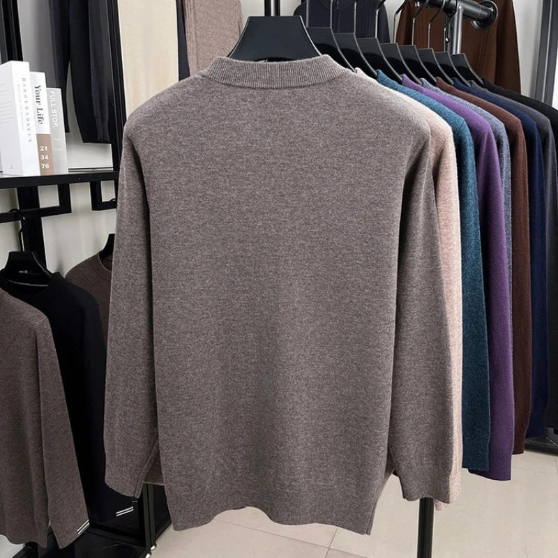 350g 100% Merino Wool Sweater, Anti-Pilling, 9 Colors Men's Round Neck Pullover Sweater - Versatile Base Layer or Outerwear