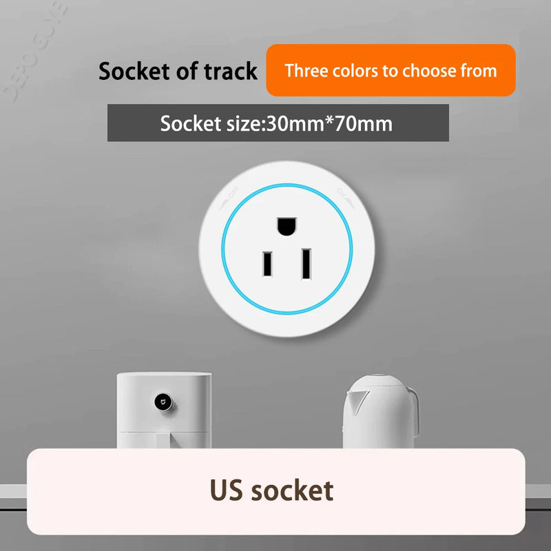 Imitation wood grain Rail Mobile Power Track Socket EU/Universal/UK/USB Type-C Kitchen Bathroom Office Wall Mounted Socket Plugs