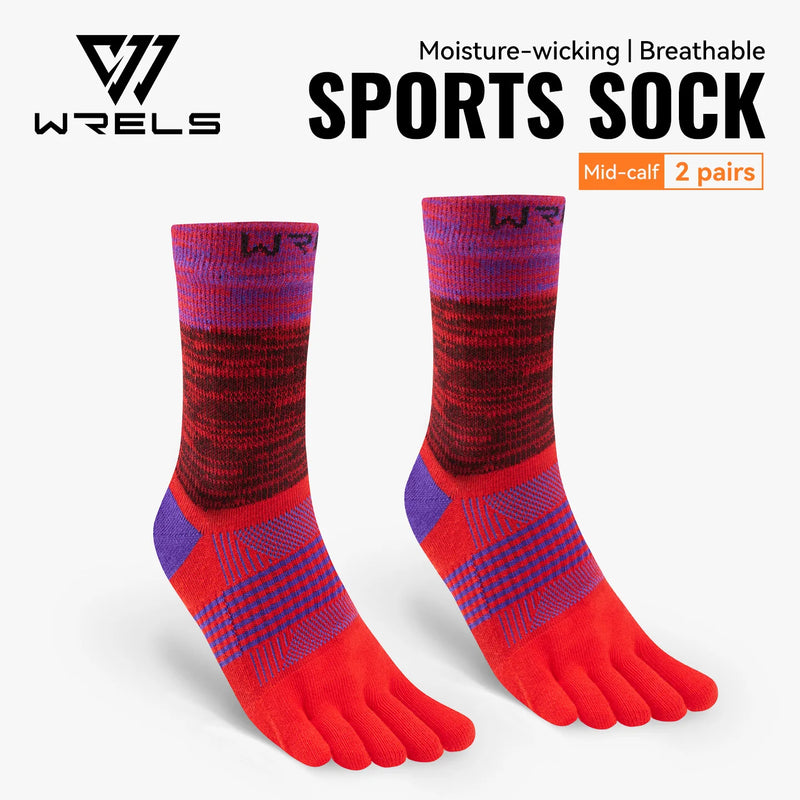 WRELS 1/2/3 Pair Five Finger Socks Athletic Running Breathable Ankle Compression Lightweight Moisture Wicking Anti-Blister Socks