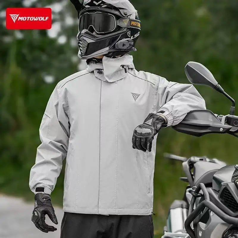 ឈុតអាវភ្លៀងម៉ូតូ MOTOWOLF ឈុតភ្លៀងសម្រាប់បុរសនារី អាវស្តើងស្រាល ការពារទឹក ការពារព្យុះ ការពារភ្លៀង