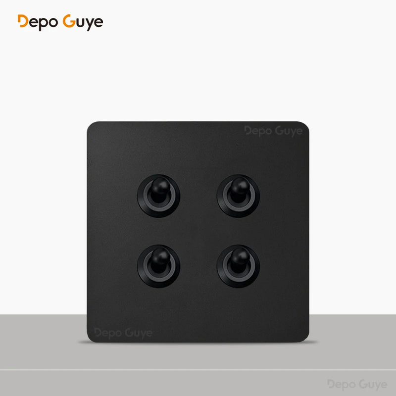 Retro Brass Lever Switch 1-4 Gang 2 Way Toggle Switch Panel Black EU RU FR Electrical Sockets And Switches USB Type-c Cat6 Rj45