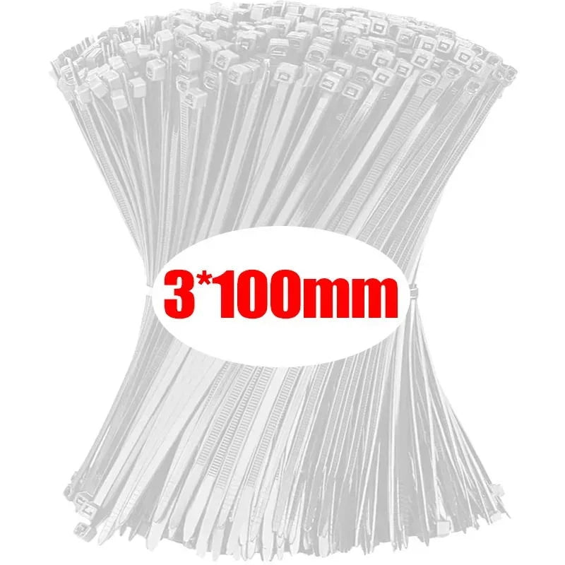 100-1000 PCS Self-locking Plastic Nylon Tie Black Fastening Strap Cable-Tie-Set Cable Zip Tie Fastening Ring Zip Wraps Strap Tie