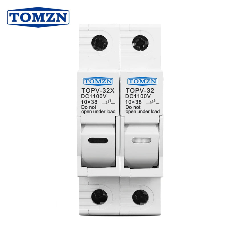 TOMZN 2P Parallel DC Fuse Holder 10*38mm High Voltage Solar PV 1000V TOPV-32X