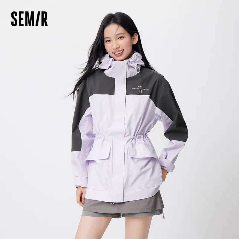 Semir Waterproof Jacket Women 2026 Spring Windproof Stain-Resistant Solid Color Loose Casual Top Stylish Outerwear