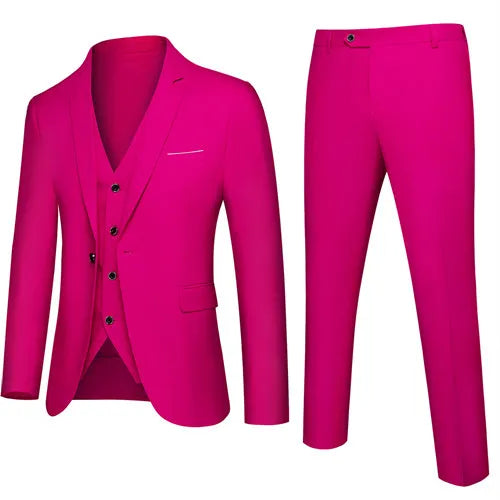 2026 New Men's Suit 3-Pieces Set (Jacket + Pants + Vest) Wedding / Party / Office Slim Blazer Coat + Trousers Asian Size