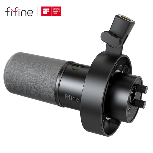 FIFINE USB/XLR Dynamic Microphone with Shock Mount,Touch-mute,headphone jack&Volume Control,for PC or Sound Card Recording -K688