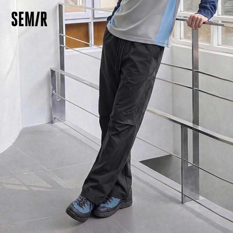 Semir Men Pants Elastic Waist Loose Straight Knee Pleat Outdoor Utility Cargo Casual Autumn Trousers Daily Wear 2026