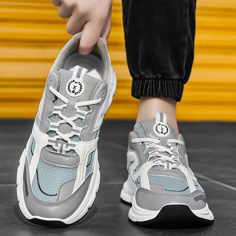 Men's casual running shoes breathable mesh soft sole sports shoes four season student comfort outdoor sports shoes male sneakers