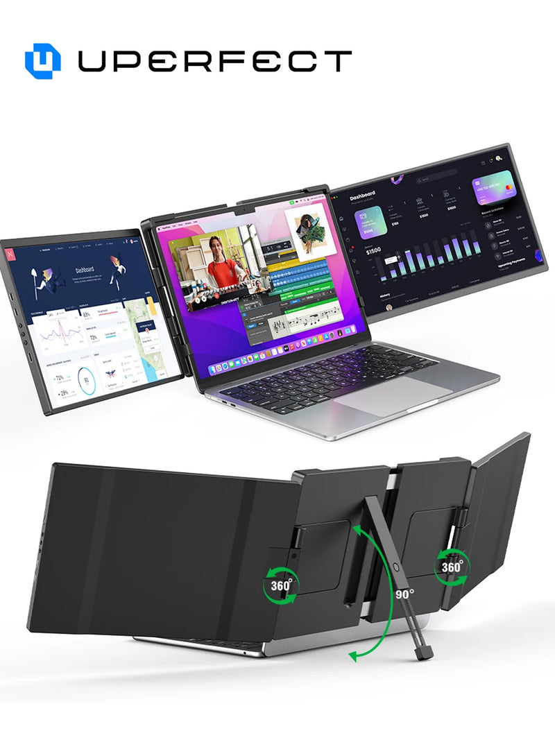 UPERFECT UStation Z 14 Tri Screen Laptop Monitor Extender Triple Display Portable Workstation For Dell Mac ASUS HP Plug & Play