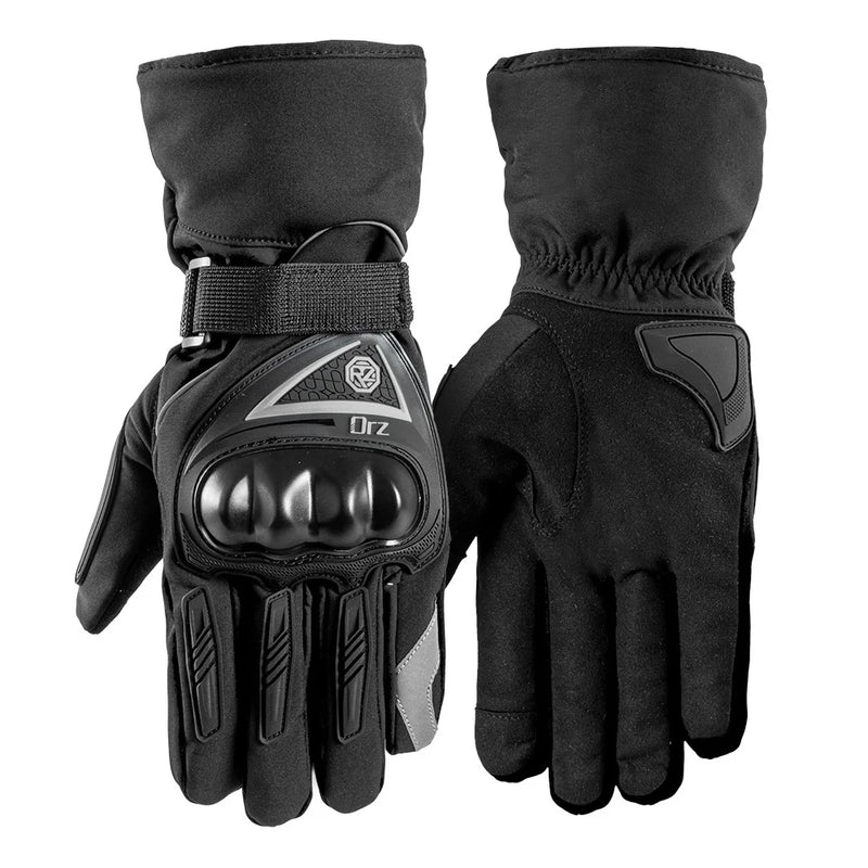 ORZ Motorcycle Gloves Winter Windproof Warm Moto Biker Gloves Full Finger Motorbike Riding Touch Screen Guantes Moto Black M-2XL
