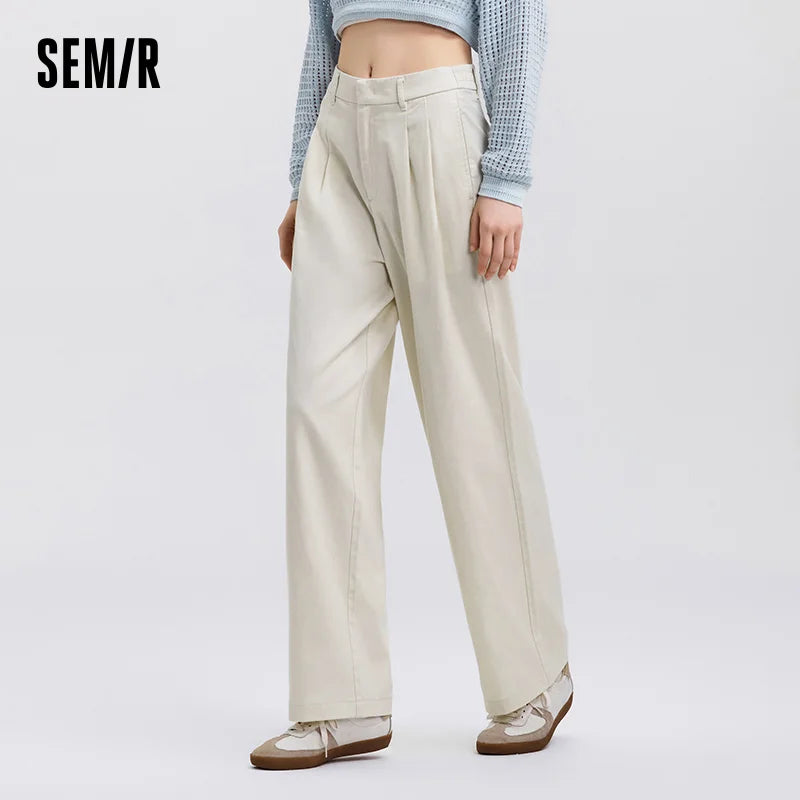Semir Minimalist Pants Women 2026 Spring Solid Color Ins Trendy Wide Leg Casual Comfortable Daily Wear Long Trousers