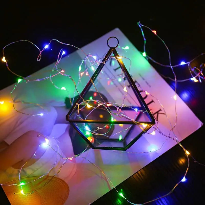 Waterproof String Lights Timer LED Twinkle Light Dimmable 8Lighting modes Rechargeable for Halloween Bedroom ChristmasTree Decor