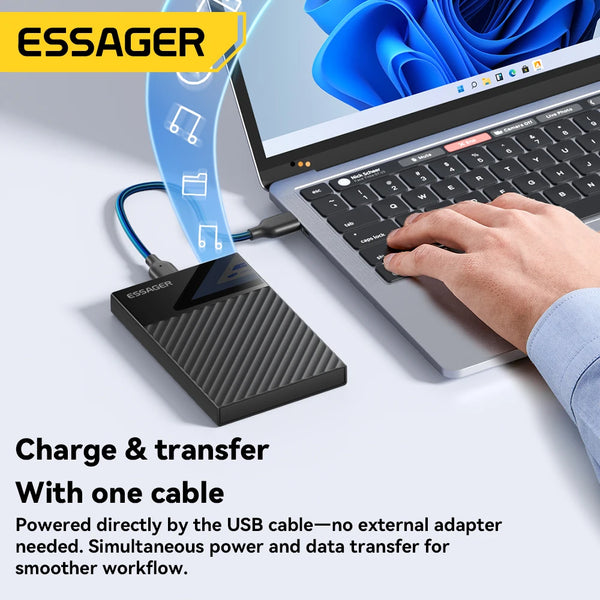 ខ្សែភ្ជាប់ថាសរឹង Essager ទំហំ 2.5 អ៊ីញ ប្រភេទ SSD ខាងក្រៅ សម្រាប់ភ្ជាប់ជាមួយ HDD USB 3.0 SATA គាំទ្រ UASP TRIM 5Gbps សម្រាប់ HDD SSD ដោយមិនបាច់ប្រើឧបករណ៍