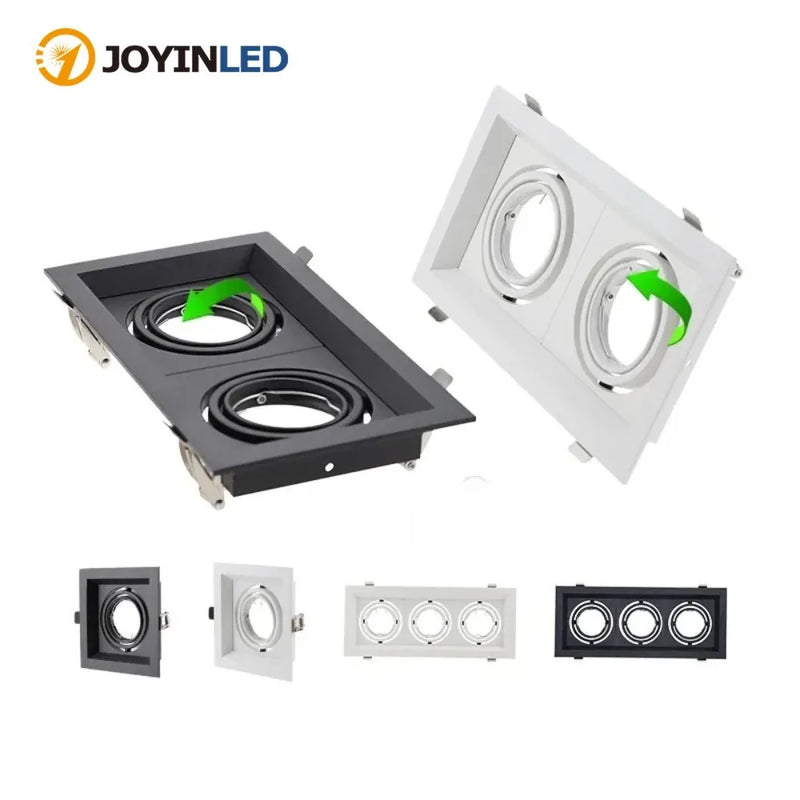 ចង្កៀងពិដាន LED រាងជារង្វង់ពីរជ្រុង JOYINLED អាចលៃតម្រូវបាន GU10 MR16 រន្ធដោតចង្កៀងសម្រាប់ដាក់ស៊ុមតង្កៀប