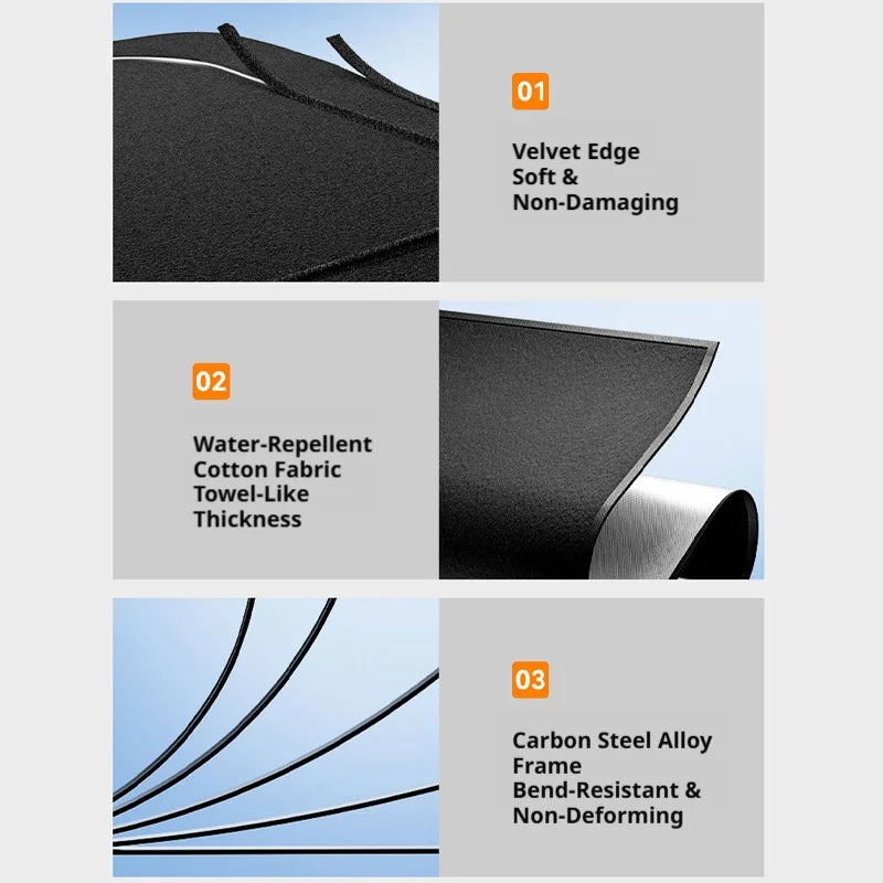 SEAMETAL Car Sunshade Cover Upgrade Fabric Auto Windshield Umbrella Front Sun Shade Parasol Foldable Summer Protection 145x80CM