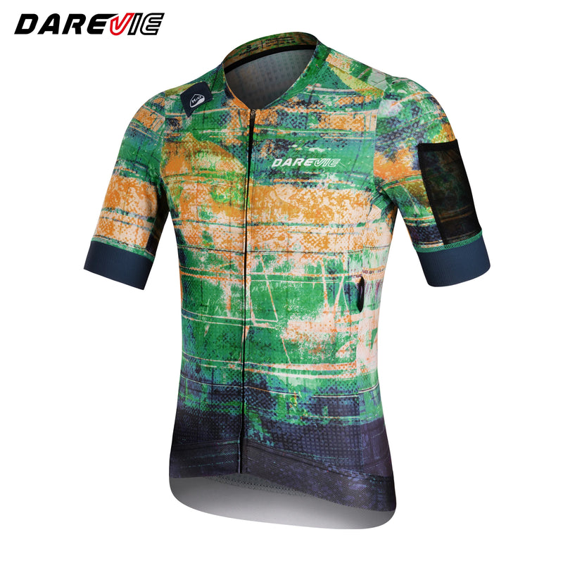 អាវយឺតជិះកង់ DAREVIE បុរស ស្ងួតលឿន មិនរអិល កញ្ចប់ផ្តល់សំណើម Pro Level អាវយឺតជិះកង់ 4 ហោប៉ៅ ទន់