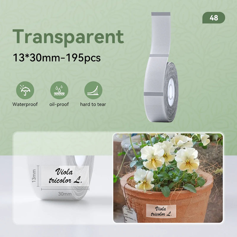 Niimbot N1/B18 PET Label Paper 2 Rolls Scratch-Resistant Tapes Carbon Ribbon Sticker Keep 8-10 Years For Portable Label Printer