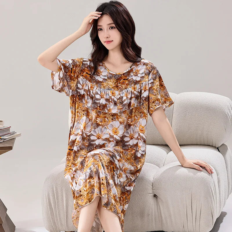 Summer Dress Short Sleeve Nightgowns Woman Sleep New Loose Night Wear for Ladies Nightie Women's Sleepwear One Piece Homewear