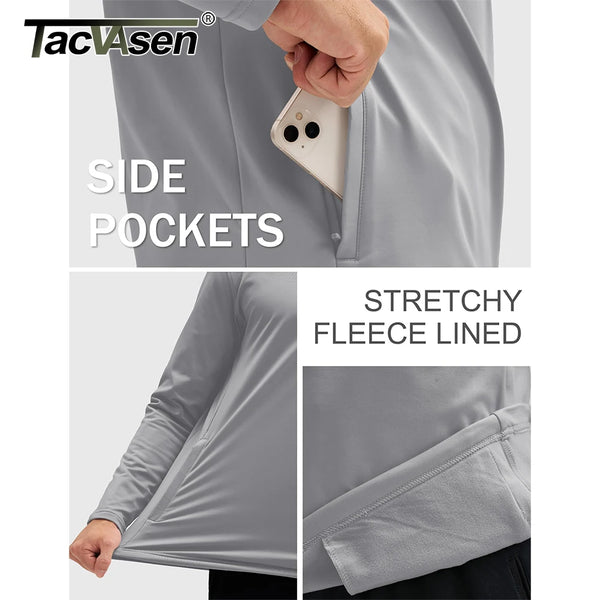 TACVASEN Fleece Lined Golf Pullover Mens 1/4 Zip Jacket Water Resistant Warm Sweatshirt Lightweight 2 Zipper Pockets Winter