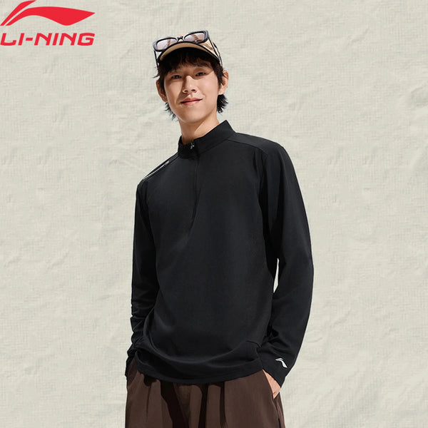 អាវយឺតបុរស Li-Ning សម្រាប់ពាក់ក្រៅផ្ទះ ការពារកាំរស្មីយូវី [UPF 50+] អាវយឺតដៃវែង ខ្យល់ចេញចូលបានល្អ ស្ងួតល្អ ធ្វើពីប៉ូលីអេស្ទ័រ 100% ATLV211