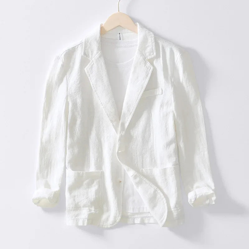 Men’s Lightweight Linen Blazer Jacket – Business Casual Single Breasted Coat Office, Daily, Travel, Party, Wedding Guest
