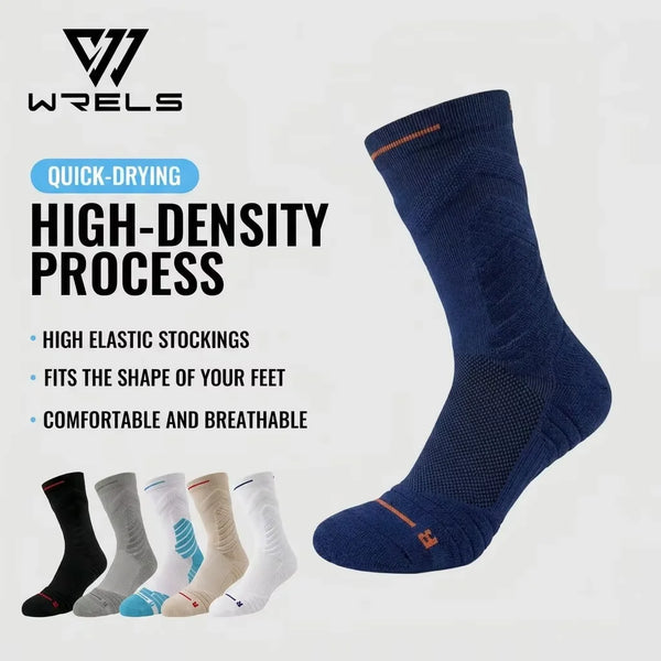 WRELS 1/2/3 Pairs Crew Basketball Socks Thick Cushioned Compression Socks Men Women Arch Support Moisture Wicking Athletic Socks