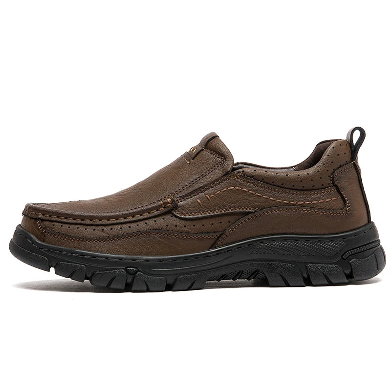 Mens Slip On Leather Shoes Men Outdoor Casual Shoes Oxfords Handmade Shoes 38-46 Dropshipping
