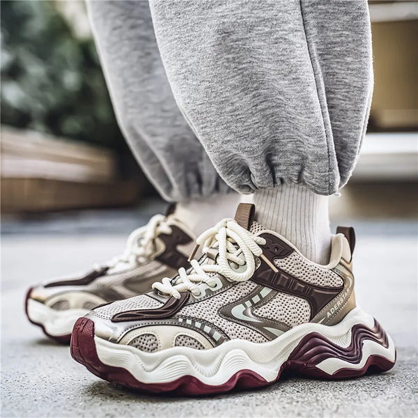 Chunky sneakers four seasons breathable lightweight racing running soft sole comfort non slip fashion student speed sports shoes