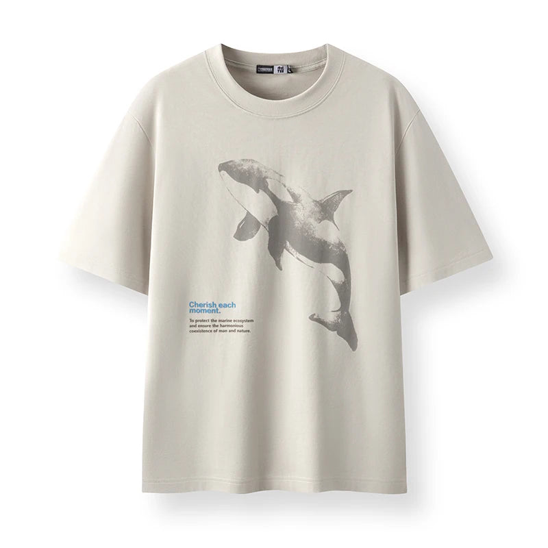 Semir Mens Tshirt 2026 Killer Whale Printed Pure Cotton Loose Fit Casual Fashion Soft Comfortable Daily Wear