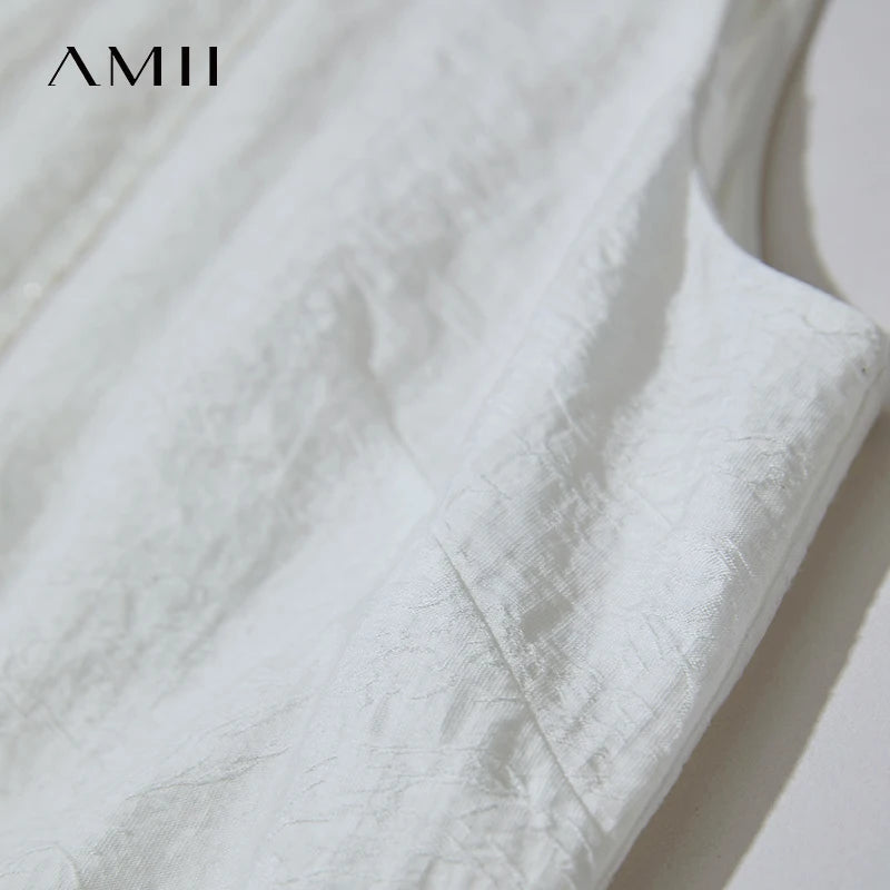 រ៉ូប AMII Minimalist ឆ្នាំ ២០២៥ មុខរបររដូវក្តៅ ដៃអាវគ្មានដៃ ឆើតឆាយ មានខ្យល់ចេញចូលបានល្អ រ៉ូបការិយាល័យ ប្រណីត កអាវវែង សម្រាប់នារី 12542086
