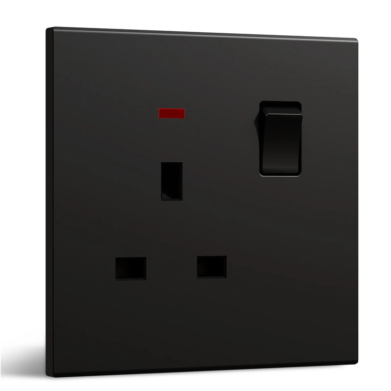 BSEED UK Standard Switched Wall Socket Double Electric UK Outlet with Switch Integrated Panel Plastic for Kitchen Bedroom 13A