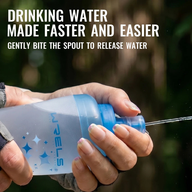 WRELS Collapsible Water Bottle Soft Flask Leak Proof BPA Free Hydration Bottle Ultralight Running Hiking Cycling Squeeze Bottle