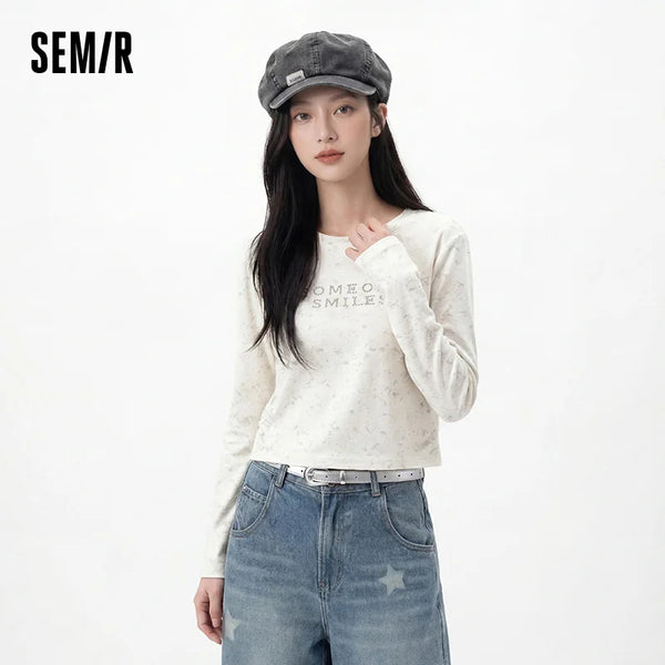 អាវយឺតដៃវែងសម្រាប់នារី Semir រចនាបថសាមញ្ញ រាងអក្សរ V ស្ដើង រំយោល ទាន់សម័យ ទាន់សម័យ ស្លៀកប្រចាំថ្ងៃ រដូវស្លឹកឈើជ្រុះ ឆ្នាំ២០២៦