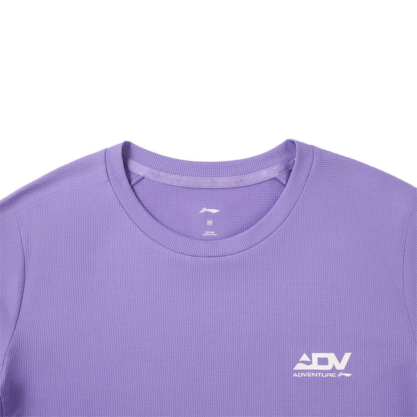 អាវយឺតរត់សម្រាប់នារី Li-Ning មានខ្យល់ចេញចូលបាន ឆ្លុះបញ្ចាំងពន្លឺ ប៉ូលីអេស្ទ័រ 100% ទំហំធម្មតា អាវយឺតដៃខ្លី LiNing Sports ATSW160