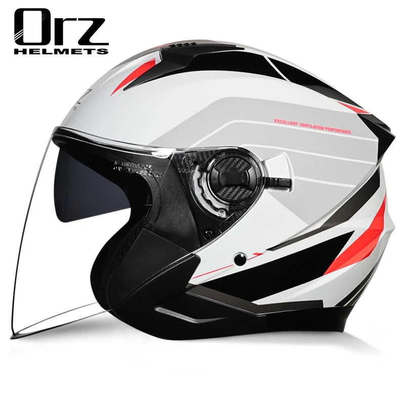 Latest High Quality Motorcycle Helmet Half Covering Dual Lens Cascos para Motos Male Female Couple Capacetes de Moto