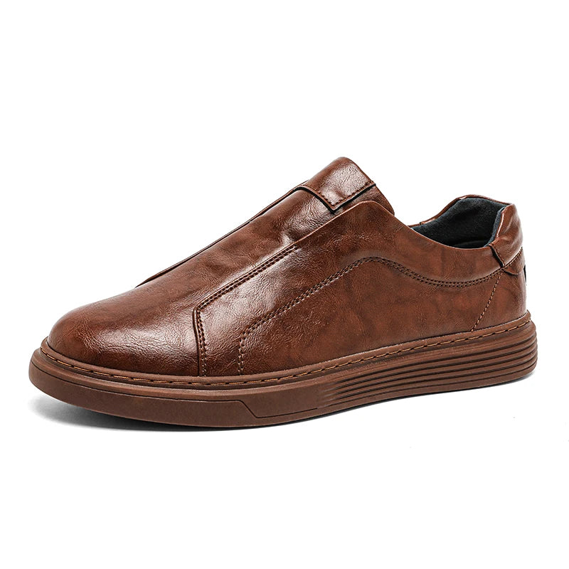 Spring Autumn Mens Fashion Pure White Shoes Men Leather Casual Shoes Slip On Comfortable Flat Shoes Big Size 46 47