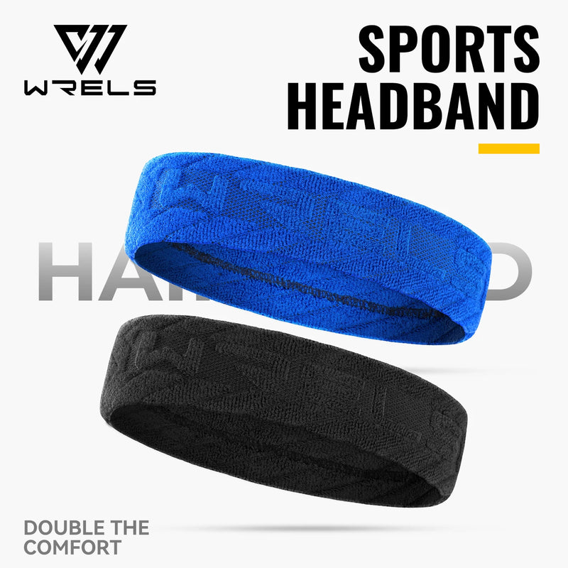 WRELS Sports Headband Absorbent Sweatband Breathable Hair Band Men Women Basketball Tennis Running Fitness Gym Yoga Hairband