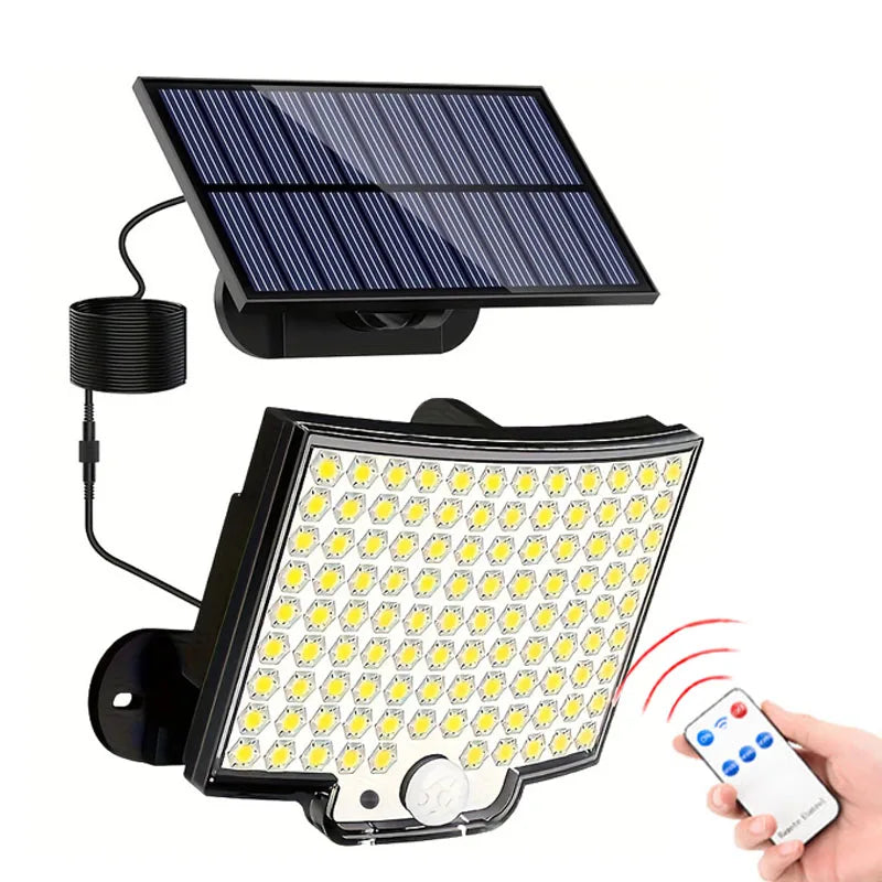 Led Solar Lamp Outdoor Motion Sensor Solar Flood Lights With Remote Control Ip65 Waterproof Security Lamps for Outside Party
