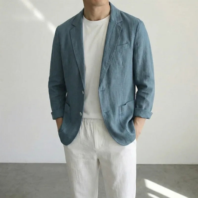 Men’s Lightweight Linen Blazer Jacket – Business Casual Single Breasted Coat Office, Daily, Travel, Party, Wedding Guest