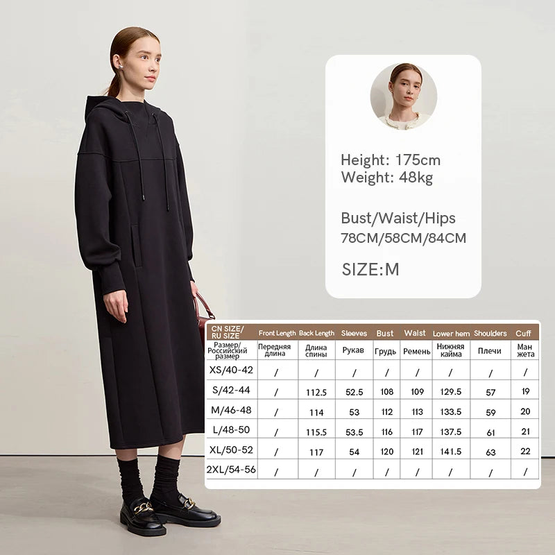 Amii Sweatshirt Dress Woman 2026 Winter New Loose Long Hooded Womens Dresses Cotton Pullover Casual Knit Sweater Dress 12544176