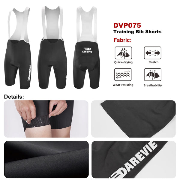 ខោជិះកង់ DAREVIE កម្រិតហ្វឹកហាត់ 80Kg/m³ Pad ខោជិះកង់បុរស ប្រឆាំងនឹងការរអិល លាតសន្ធឹង 4 ផ្លូវ ខោជិះកង់ស្ងួតរហ័ស