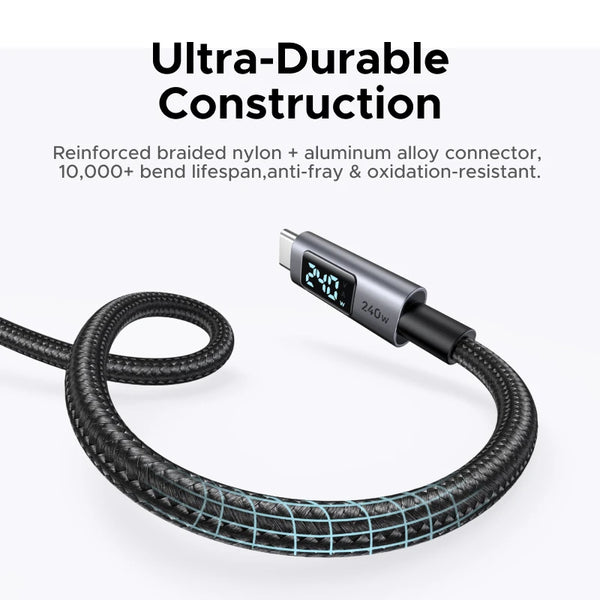 UGREEN Type-C Charging Cable PD3.1 240W Digital Display Screen USB-C Cord for Laptop MacBook HP iPhone 17 16 Samsung S25 Xiaomi