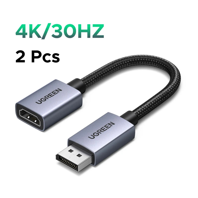 UGREEN DP to HDMI Adapter Cable 4K 30Hz DisplayPort Male to HDMI Female Converter for PC Laptop Monitor Projector Gaming Theater