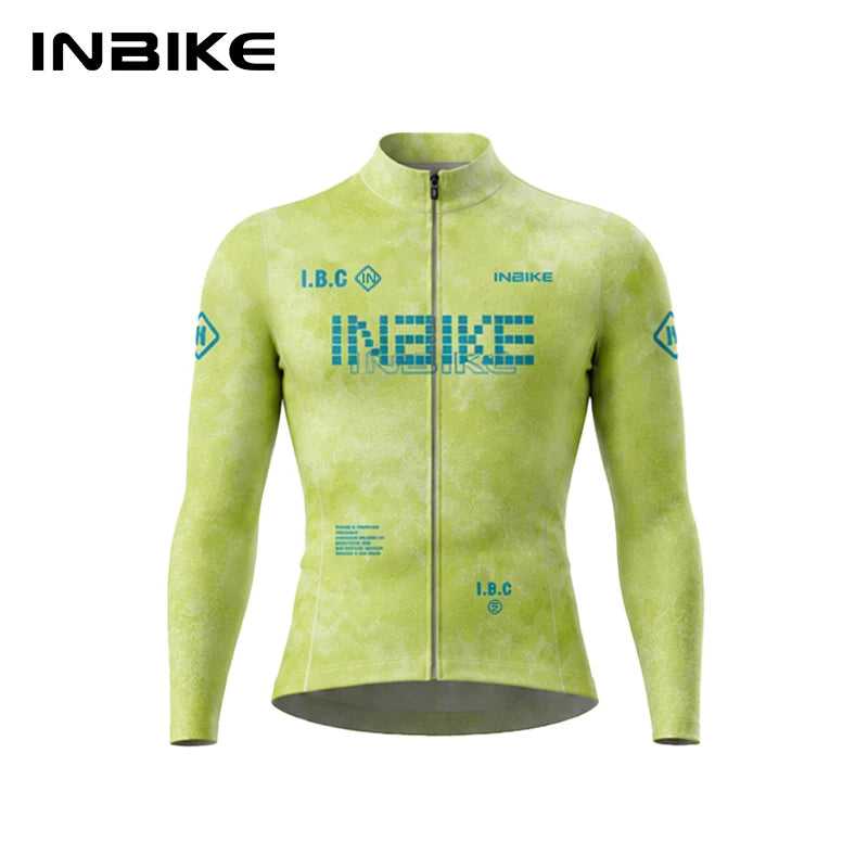 INBIKE Mens Winter Bicycle Jersey Long Sleeved Thermal Fleece Cycling Biking Clothing Man Bike Jersey with 3 Pockets Lightweight