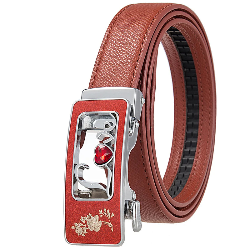 Women's Red Belt, Fashion Casual PU Belts, Purple Blue Gray Khaki Optional, 105cm Length