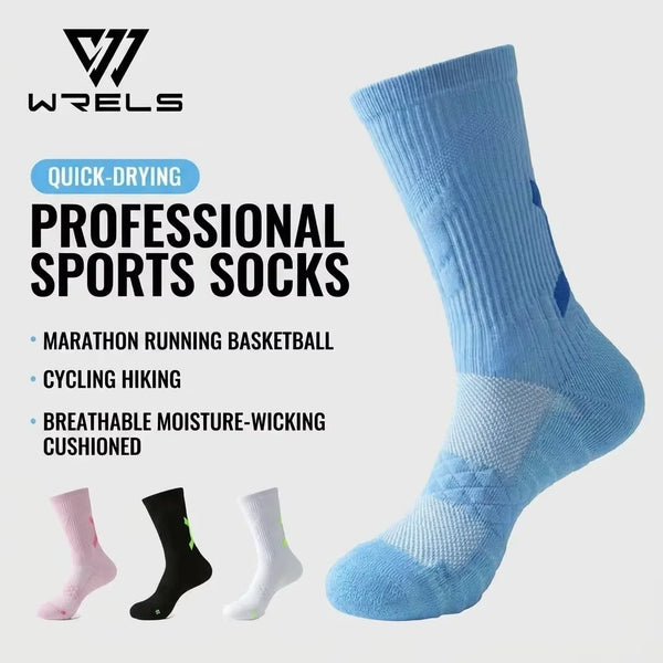 WRELS 1/2/3 Pairs Basketball Socks Cushioned Arch Support Athletic Socks Men Women Moisture Wicking Compression Running Socks