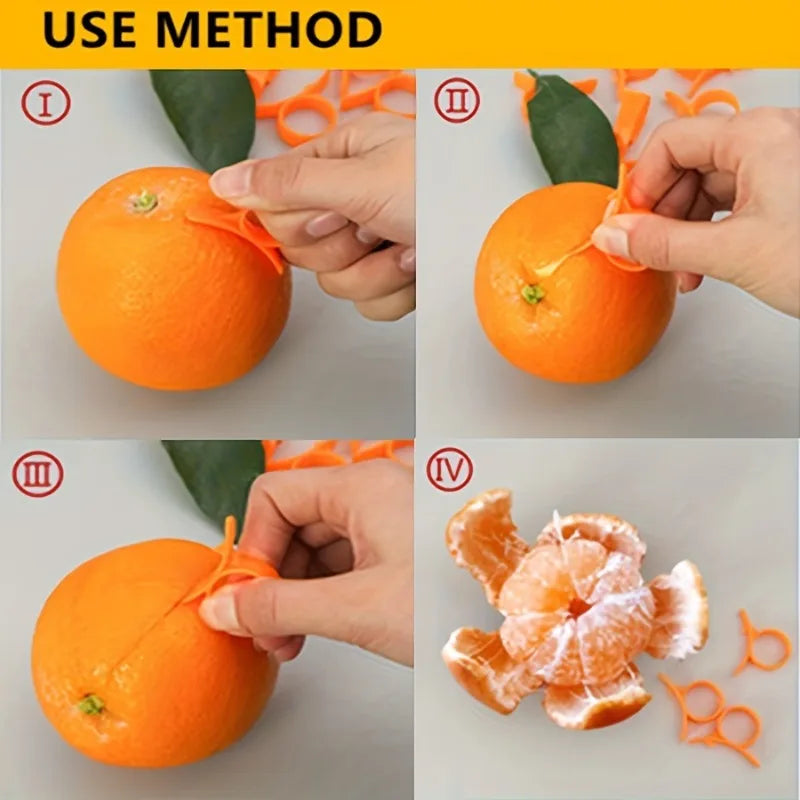 4/8pcs Snail Finger Ring Orange Peeler, Creative Kitchen Gadget, Plastic Orange Peeler, Lemon Peeling Ring, fruit peeler.